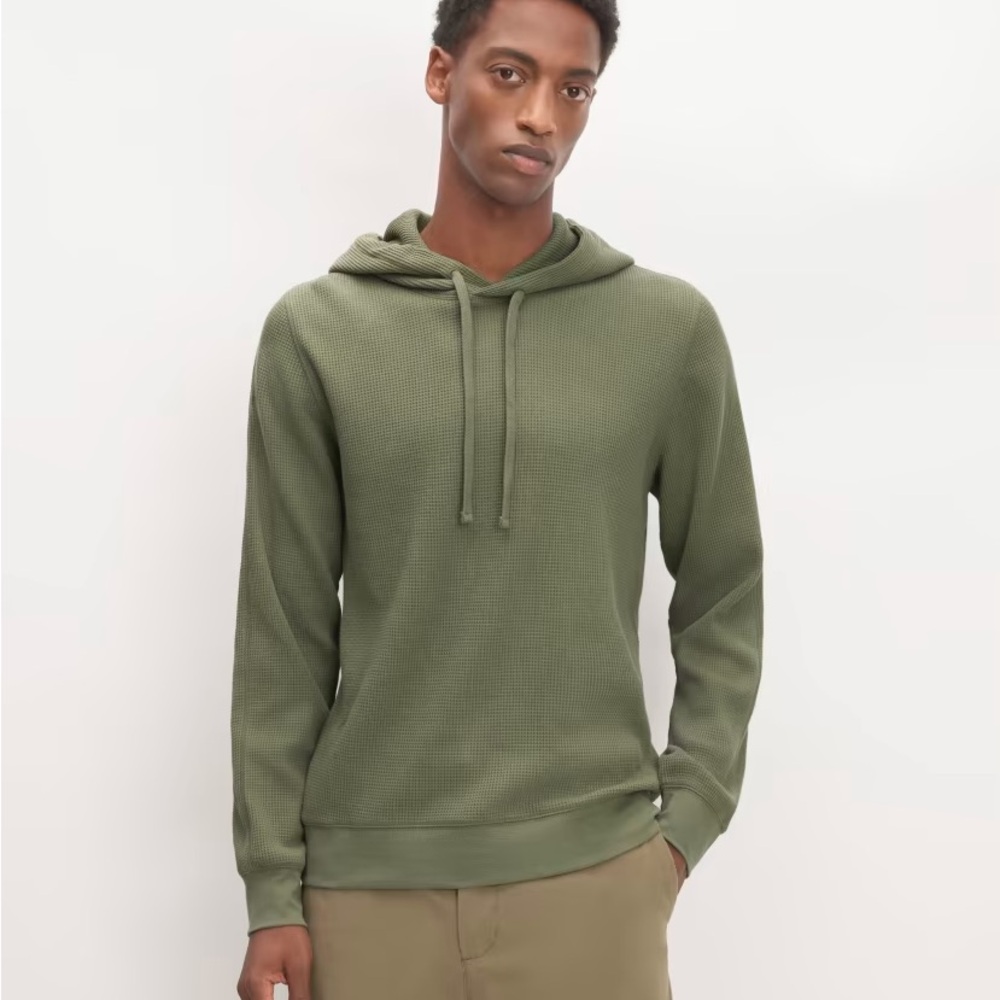 EVERLANE | NWT Men’s Organic Cotton Waffle Hoodie XL New Kalamata Olive Green